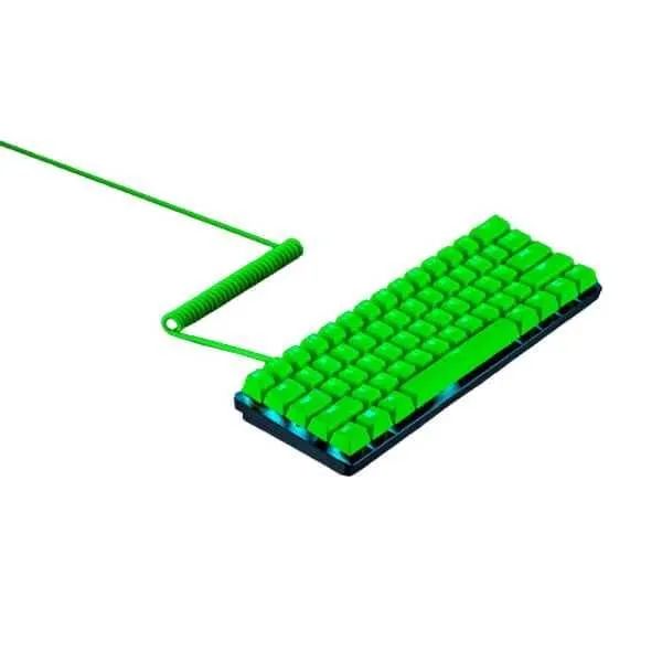 ^ RAZER PBT keycap + Coiled Cablee keykaplar to‘plami — Green 2
