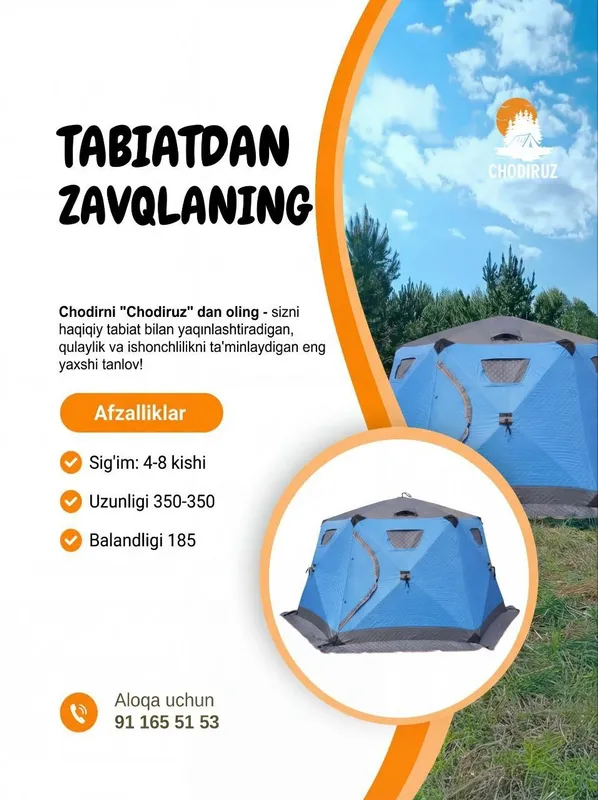 Chodir ijara 250.000 so'm I Палатка на прокат 250.000 so'm 2 Chodir ijara 250.000 so'm I Палатка на прокат 250.000 so'm 2