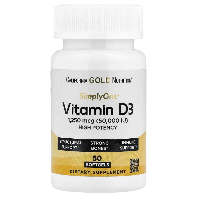 Витамин D3, California Gold Nutrition, 50 000 МЕ, 50 капсул
