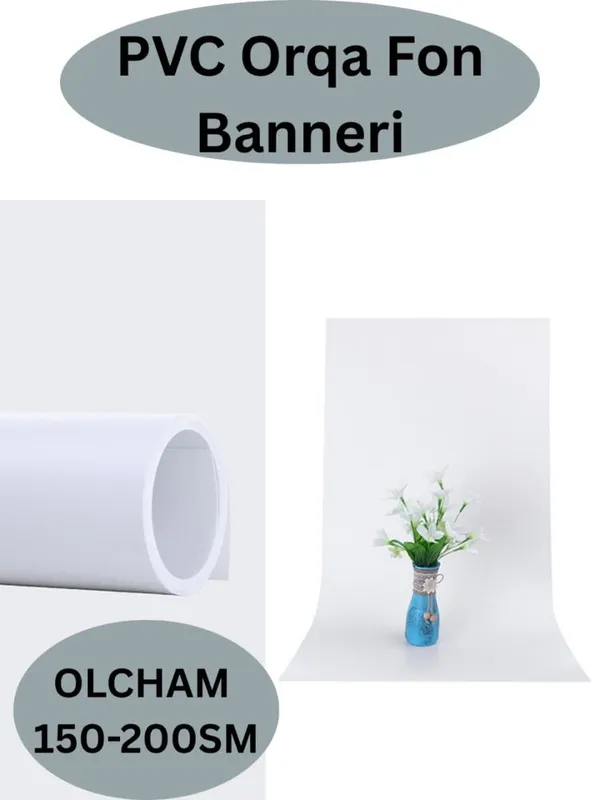 PVC fon 150×200 sm — oq / qora / yashil / kulrang (seriy) ranglarda