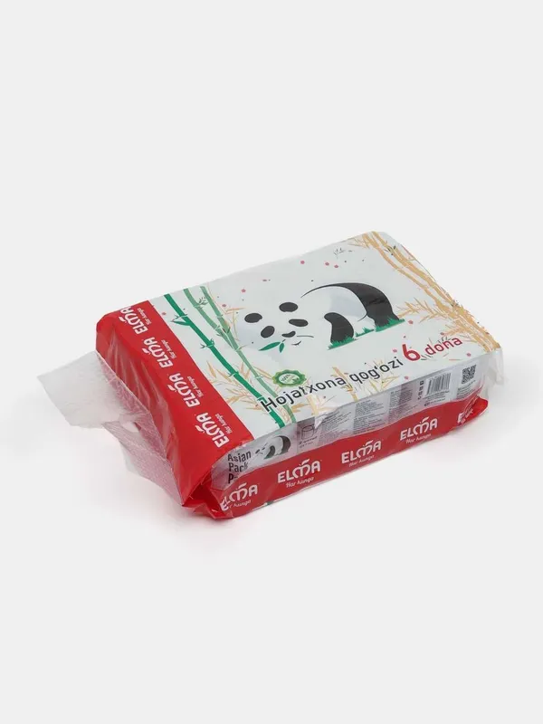 Туалетная бумага Elma Panda Asian Pack 2х слойная 6 шт, Без втулки — фото 2