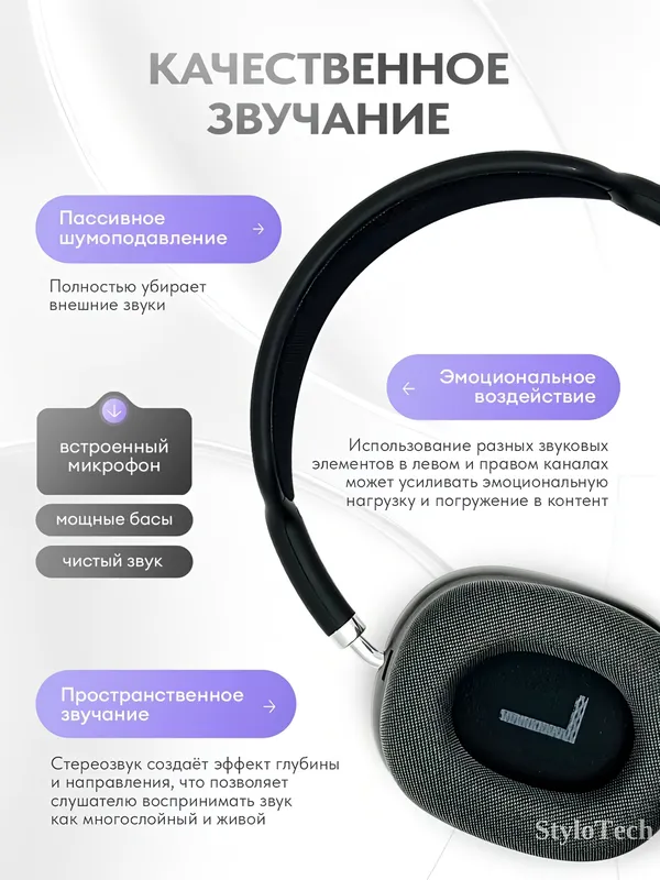 Беспроводные наушники с микрофоном, полноразмерные 3 Беспроводные наушники с микрофоном, полноразмерные 3