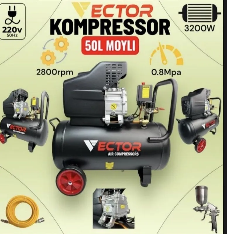 компрессор 50 л шумный 10 м шланг и краскапульт бонус