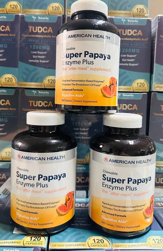 Super papaya enzyme, папая, энзим, american health, 360 ta tablet — фото 1
