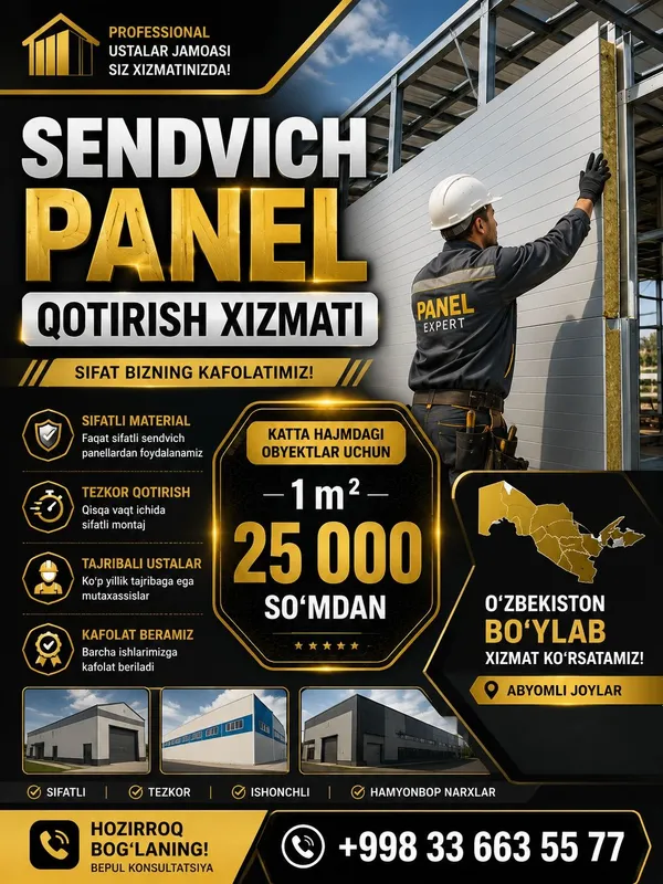 Sendvich qotirish xizmati Uzbekistan boʻylab 1kv 25ming soʻmdan 1 Sendvich qotirish xizmati Uzbekistan boʻylab 1kv 25ming soʻmdan 1