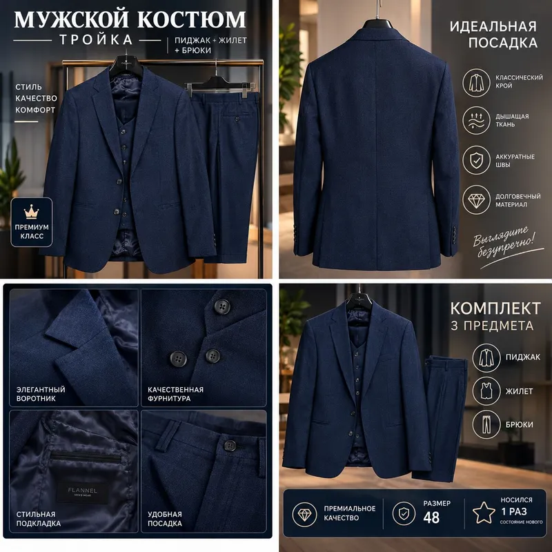 Мужской костюм-тройка премиум-класса 2