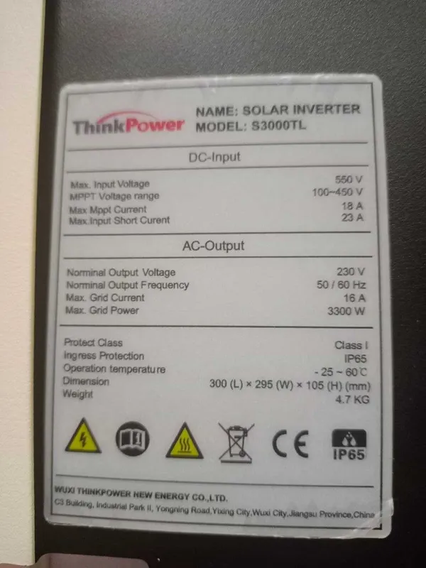 Quyosh invertor 3.3 kW. OnGRID. bir faza 220V, Yangi, 2