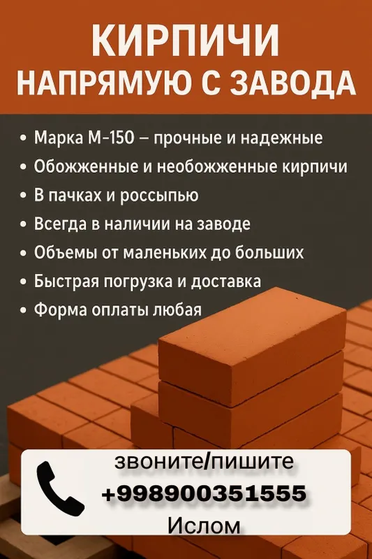 Har qanday hajmda: xom va pishgan g‘ishtlar! — фото 1