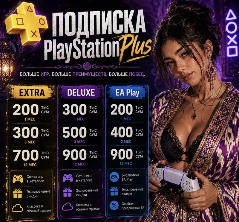 Подписка PS Plus, Deluxe, Extra, EA Play на 12 месяцев Подписка PS Plus, Deluxe, Extra, EA Play на 12 месяцев