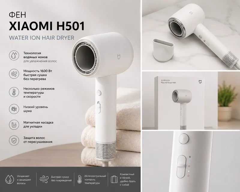 Фен Xiaomi H501 Water Ion Hair Dryer Оригинал Фен Xiaomi H501 Water Ion Hair Dryer Оригинал
