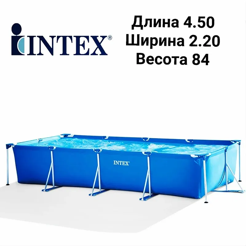 Каркасный |бассейн| INTEX |basseyin |bassen 4.50×2.20×84 досдафка — фото 4