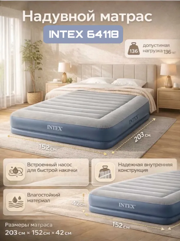 Intex 64118 havo matras – har joyda qulay uyqu va dam olish 1 Intex 64118 havo matras – har joyda qulay uyqu va dam olish 1