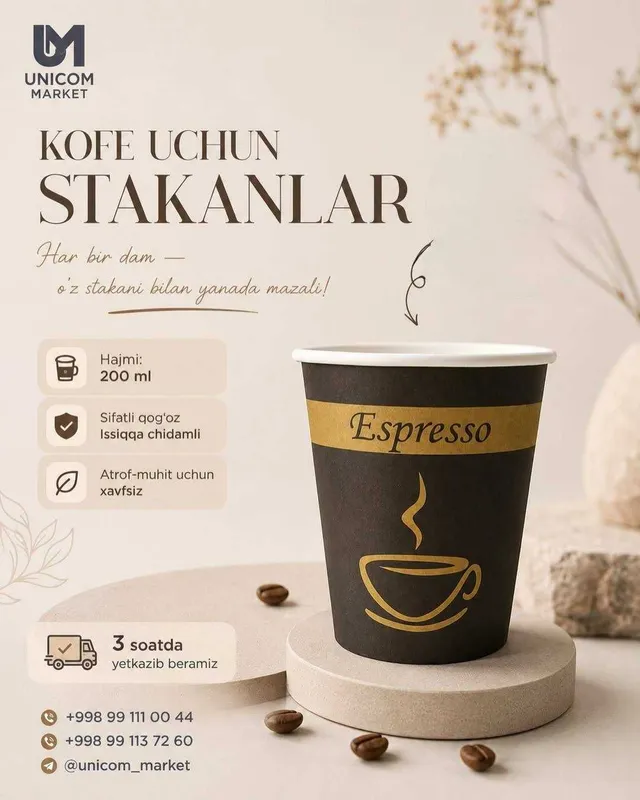 Espresso uchun stakan 100 va 200 ml / Стаканы для эспрессо 100и 200 мл Espresso uchun stakan 100 va 200 ml / Стаканы для эспрессо 100и 200 мл