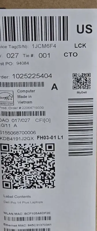 Dell Pro 14 Plus PB14250 (USA) noutbuki 2