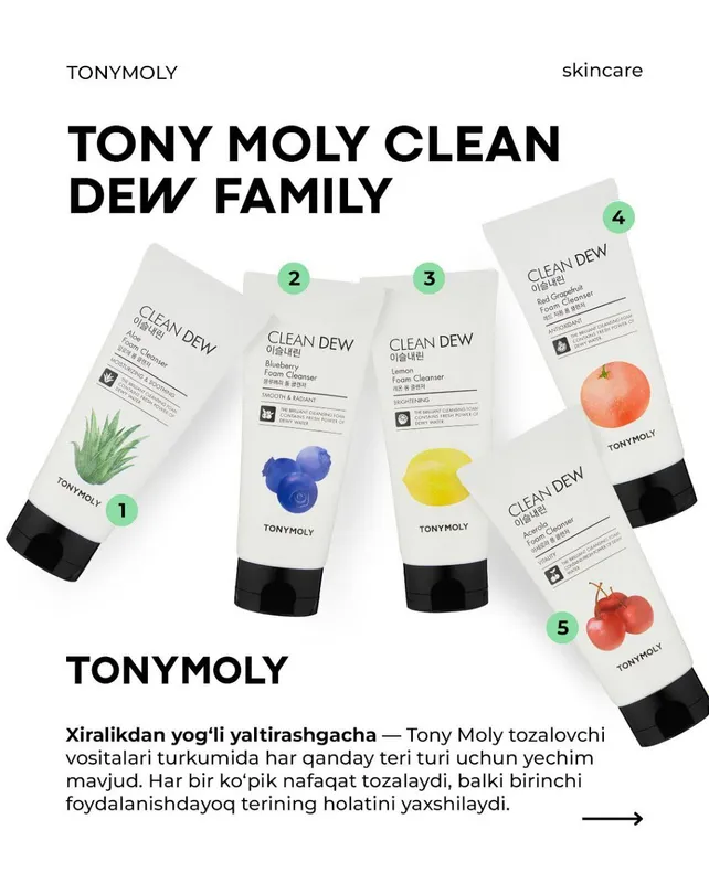 Toni Moli Clean Dew yuz uchun ko‘piklar — фото 1