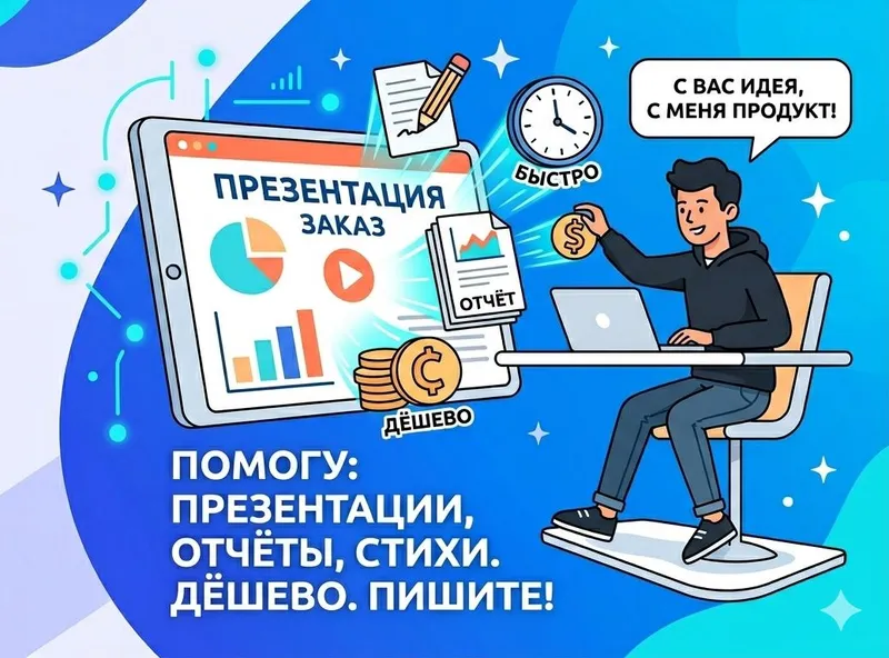 Сделаю за вас: Презентации, Отчеты, Стихи. Быстро и доступно!