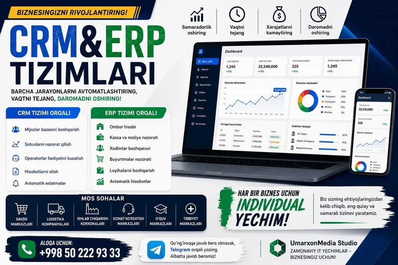 CRM ERP Tizimlari Yaratamiz | Biznesni Avtomatlashtirish — фото 3