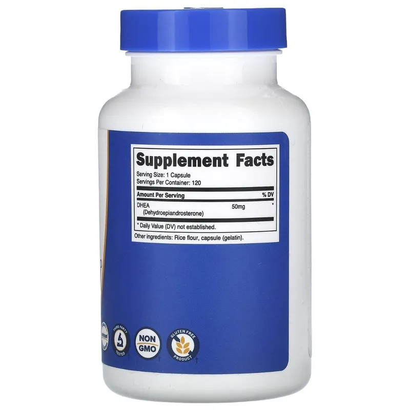 ДГЕА ( ДХЕА) Nutricost DHEA 50мг, 120 капсул без глютена, без сои, бе — фото 2