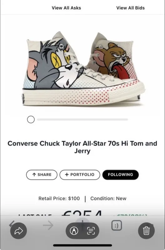 Converse x Tom & Jerry CT70 HI US 10 канвас (текстиль) оригинал 8