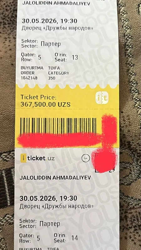 Bilet. Jaloliddin Ahmadalievga