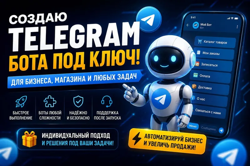 Telegram-бот под ключ | Создание ботов любой сложности | Быстро и недо