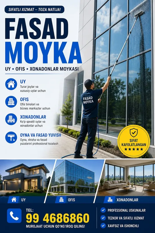 Фасад тозалаш. Fasad mo'ykasi