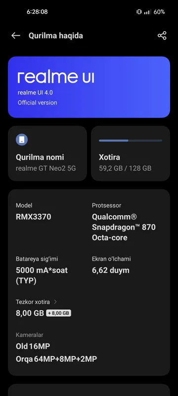 Realme Gt Neo 2 5 g 8/128 srochno sotiladi — фото 2