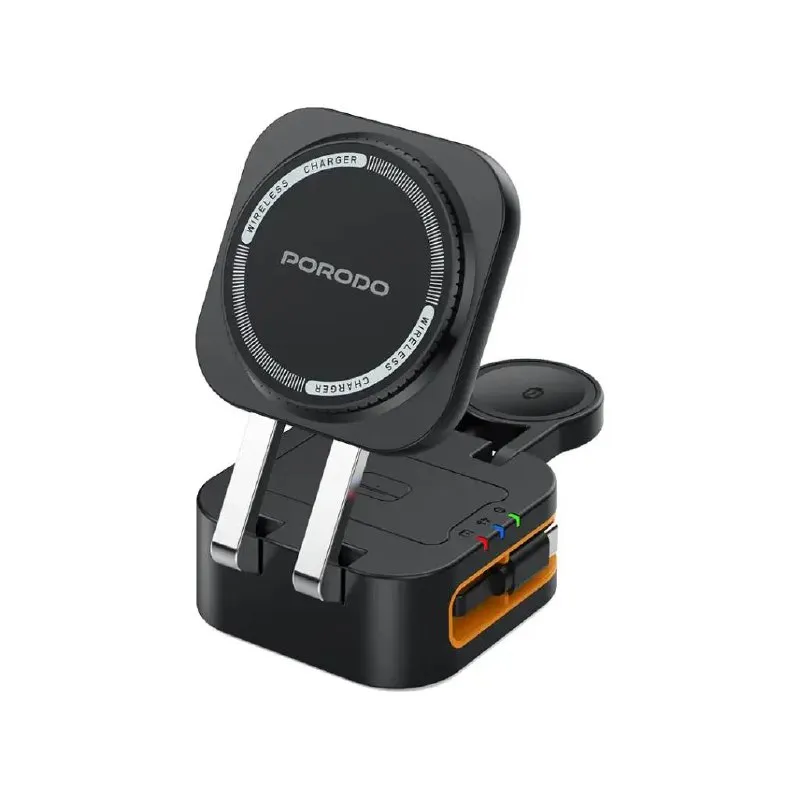 Беспроводная станция Porodo Pocket-Sized Folding Wireless Charger 3-в-1