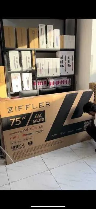Телевизор Ziffler 65/75 Smart TV WebOS hub доставка бесплатно