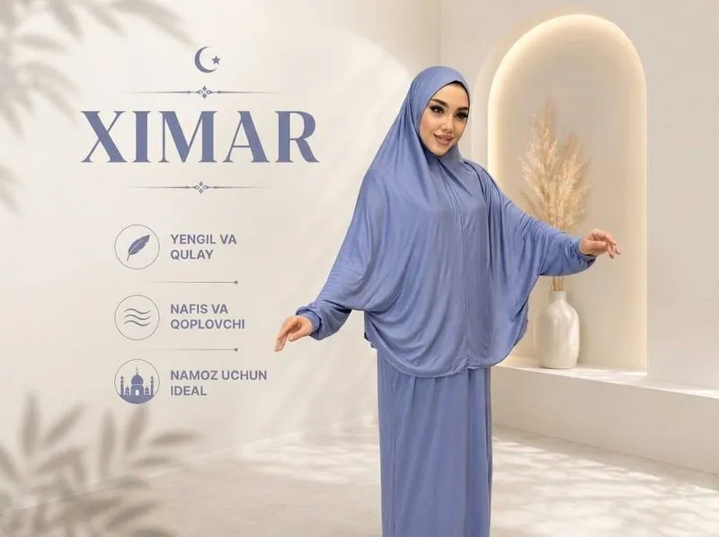 Ximar namoz libosi - yumshoq mato, erkin bichimli, qulay yopiq model. 3 Ximar namoz libosi - yumshoq mato, erkin bichimli, qulay yopiq model. 3