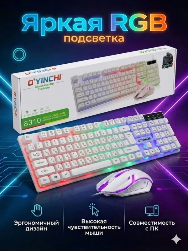 Игровая комбо клавиатура мишка O'yinchi 8310 optom va dona 1 Игровая комбо клавиатура мишка O'yinchi 8310 optom va dona 1
