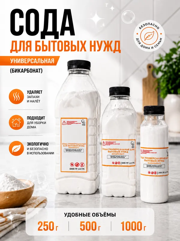 Сода пищевая (бикарбонат натрия) 250 г, 500г, 1 кг