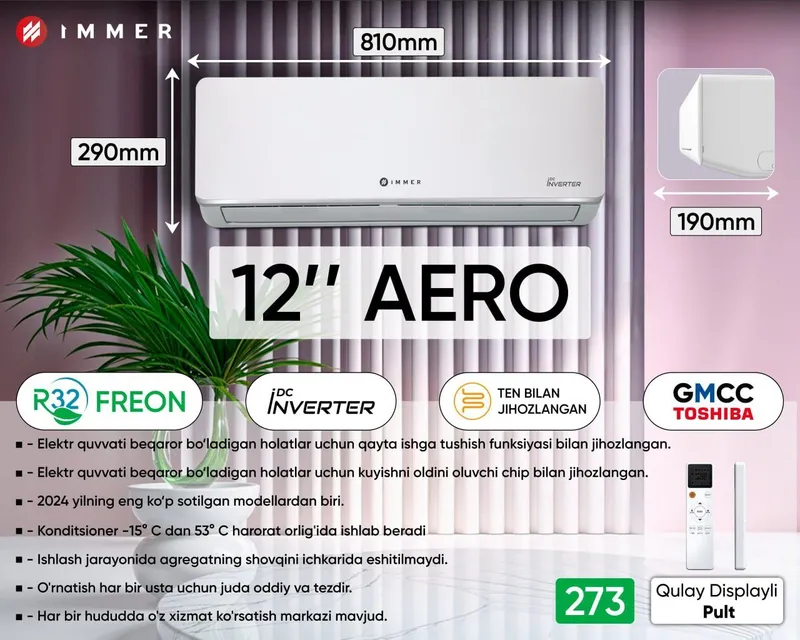 Кондиционер Immer 12 inverter 10 yil Garantiya Chegirma! 2 Кондиционер Immer 12 inverter 10 yil Garantiya Chegirma! 2