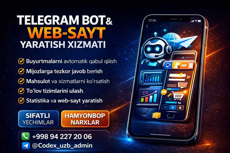 Разработка веб-сайтов / web-sayt yaratish/ telegram bot / mobil ilova — фото 1