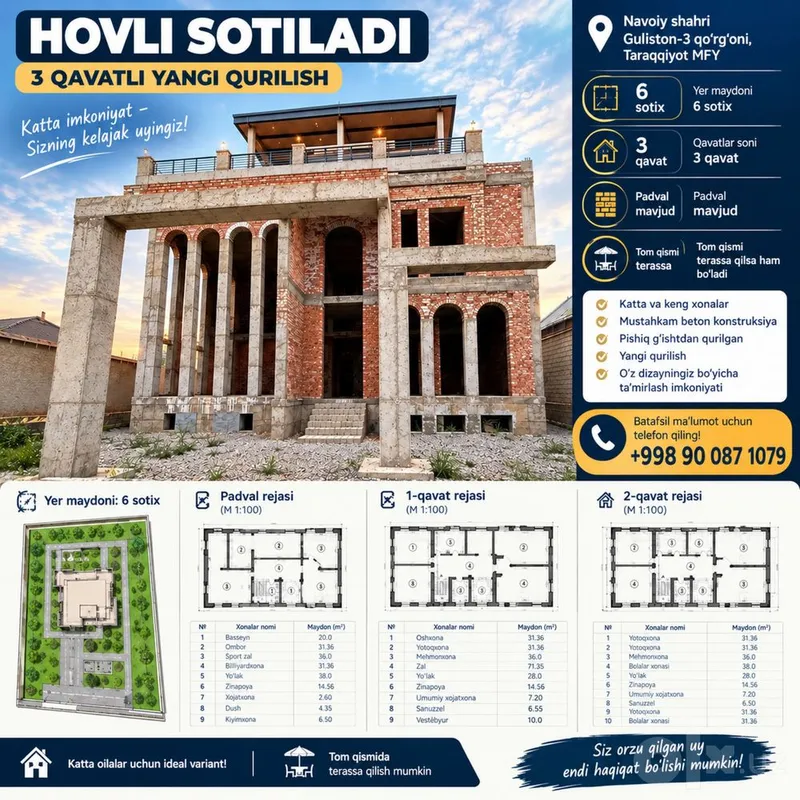 3-этажный дом продаётся/ 3 qavatli hovli sotiladi 1 3-этажный дом продаётся/ 3 qavatli hovli sotiladi 1