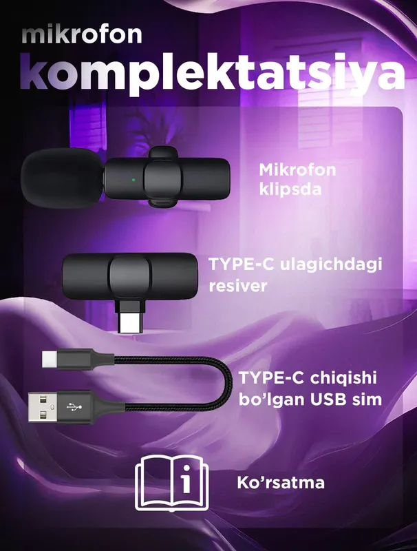 Android smartfonlar uchun K11 simsiz mikrofon 6 Android smartfonlar uchun K11 simsiz mikrofon 6