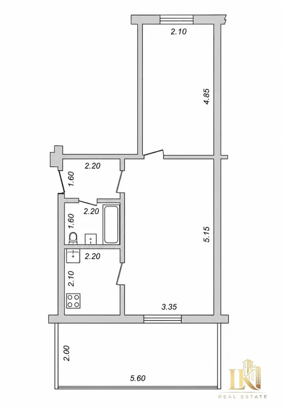 Продаётся 2-комнатная квартира, 54 м², без ремонта (Шайхантахурский, круг Актепе)
