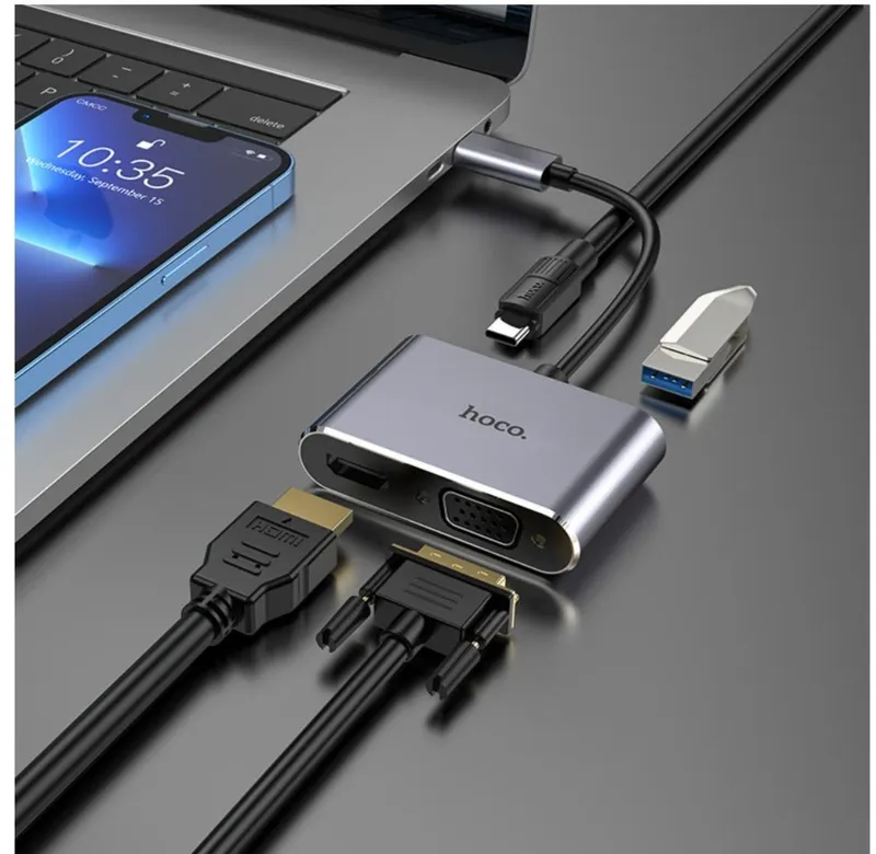 НВЗО Есо, конвертер Туре-С на НDМI+ VGA +USB3.0+PD — фото 2