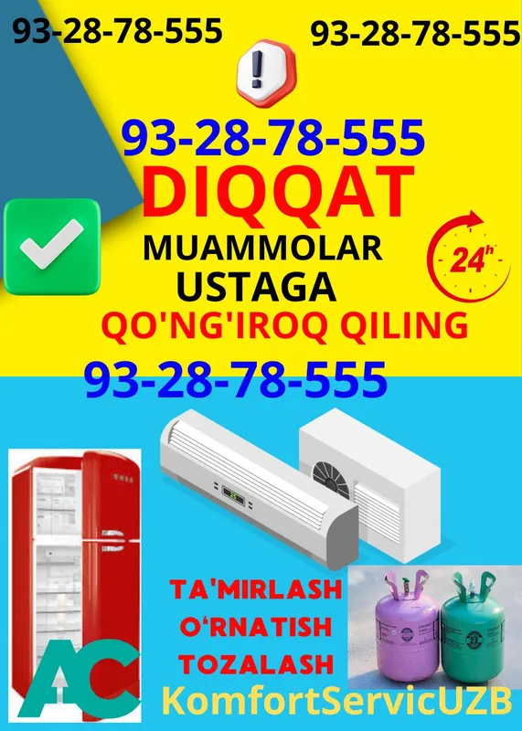 Remont Konditsioner olmazor. tamirlash Toshkent 24