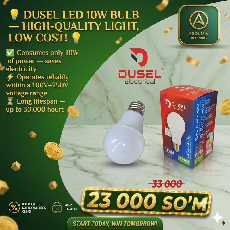 DUSEL LED 10W LAMPICHKA — SIFATLI YORUG‘LIK 3