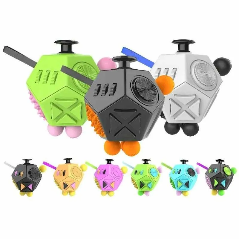 Fidget Cube 12 Sides ABS + silikon antistress kub SKIDKA