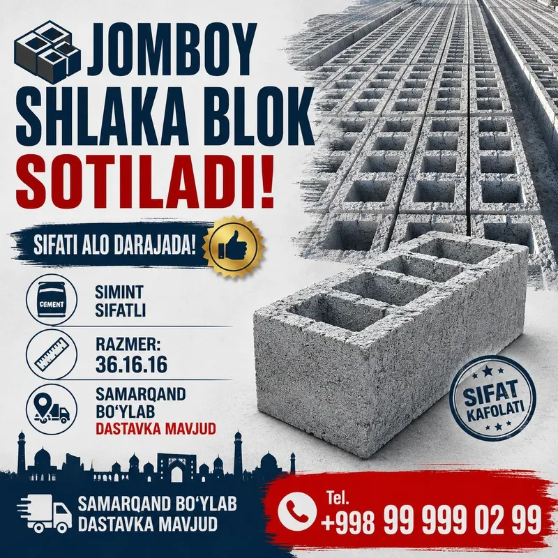 Jomboy shlaka blok sotiladi Tayloq bulungur oqdaryo 1