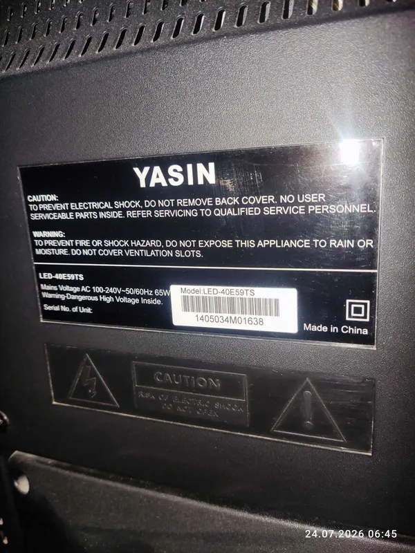 Yasin televizori, 43 o‘lcham 2