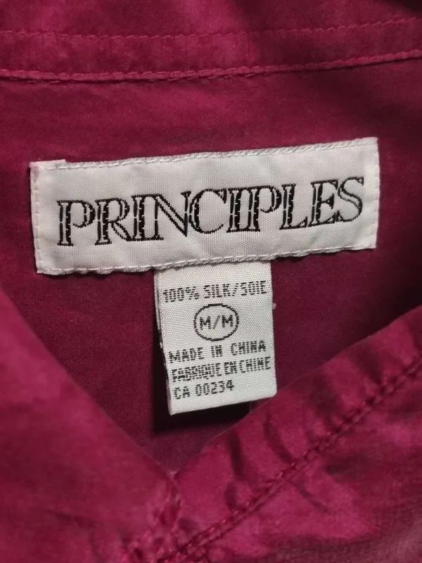 Principles Бордовая Шелковая Рубашка / 50-52 / Винтаж.1990г. 2 Principles Бордовая Шелковая Рубашка / 50-52 / Винтаж.1990г. 2