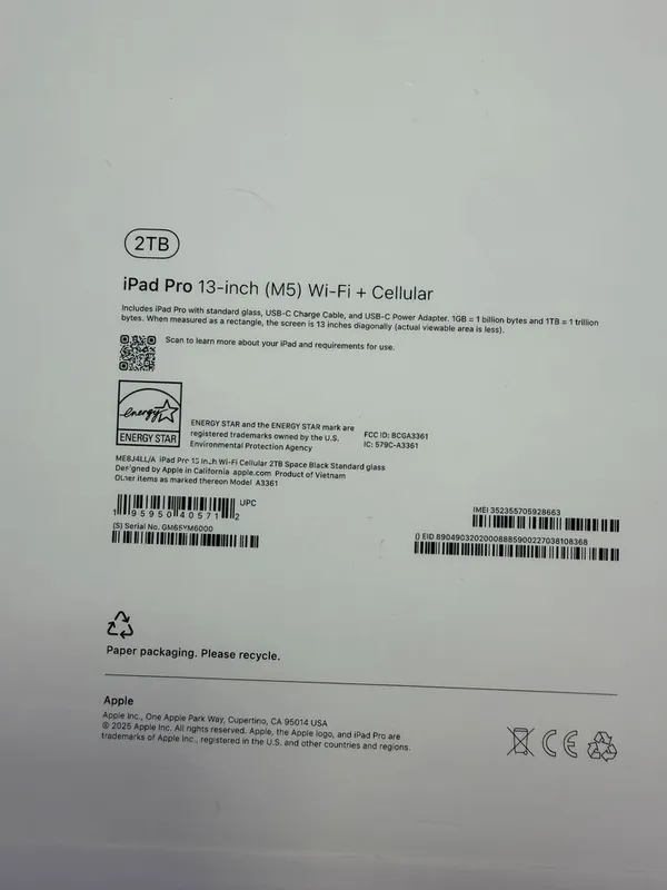 Ipad pro 13 2Tb M5 wifi+5G