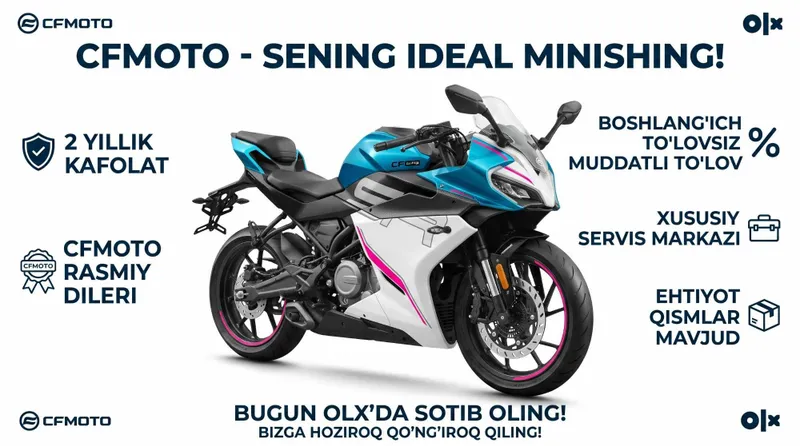 CFMOTO 250SR 2 Yillik rasmiy kafolat! 1 CFMOTO 250SR 2 Yillik rasmiy kafolat! 1