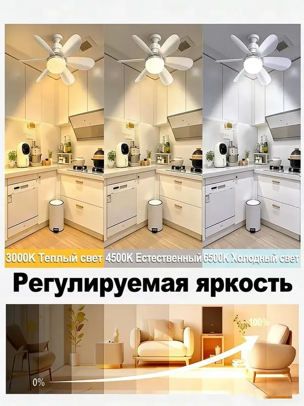 Люстра вентилятор 2 в 1 потолочная с пульт E27,40 Вт — фото 4 Люстра вентилятор 2 в 1 потолочная с пульт E27,40 Вт — фото 4