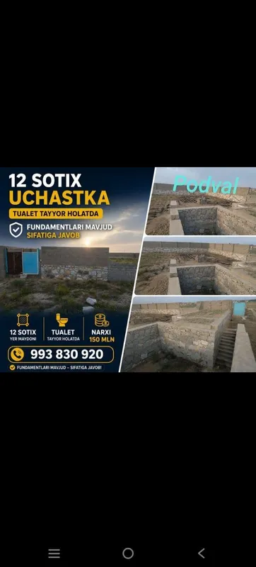 Uchastka padval hejatxona darvoza hamda devor bor Uchastka padval hejatxona darvoza hamda devor bor