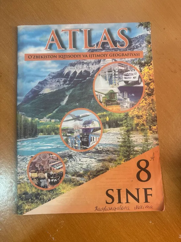 8-sinf Geografiya atlas va yozuvsiz xarita