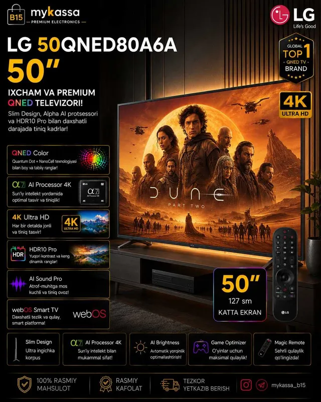LG — 50 dyuymli ixcham va premium QNED televizori / Dastavka / new